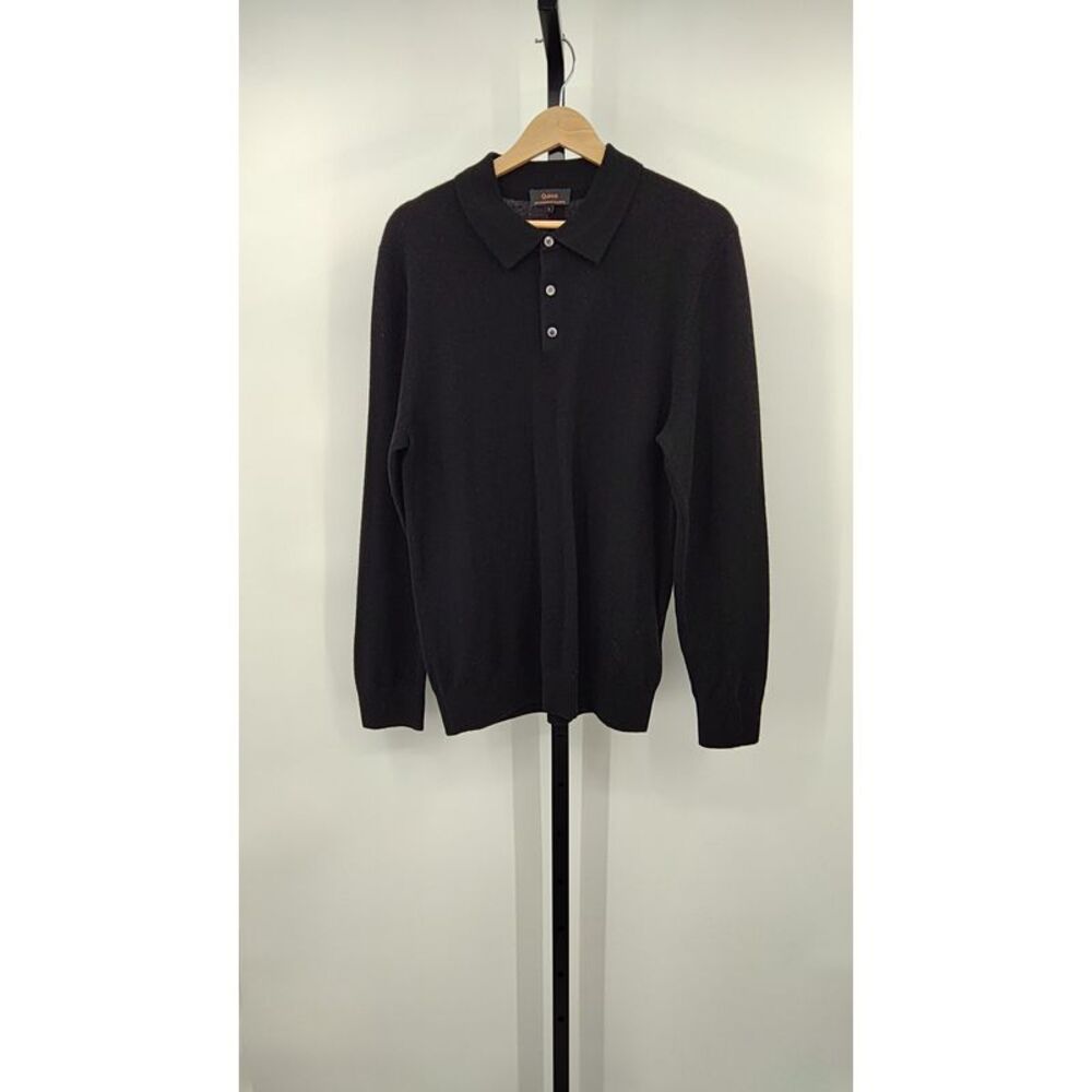 Quince Black Long-Sleeve Polo Sweater